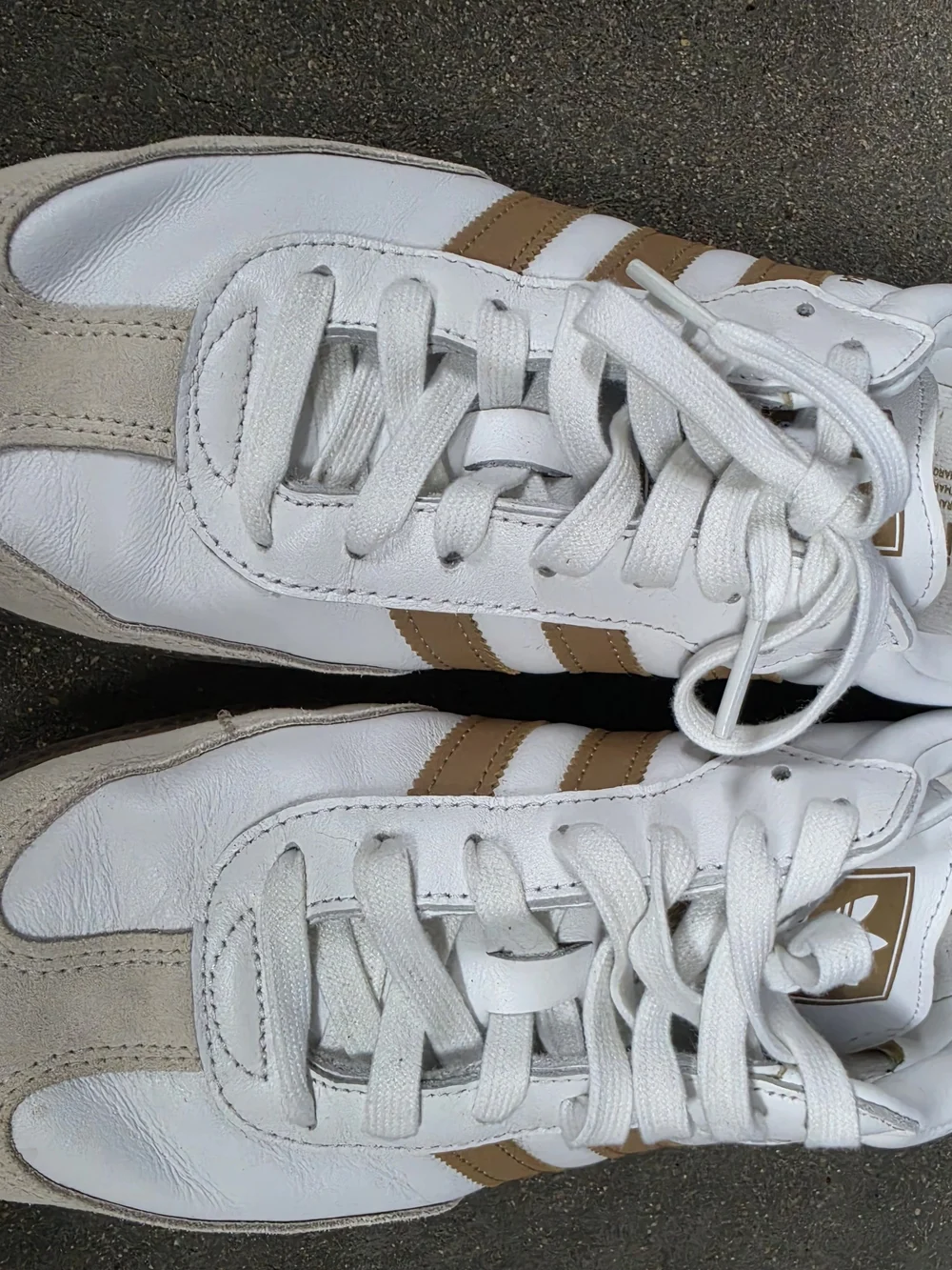 adidas Samba Leather Sneaker - White with Tan Accents